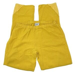 Oh my Gauze! Golden‎ Yellow Patch Pants Sz 1 (S/M) Tapered Leg Cotton Lagenlook